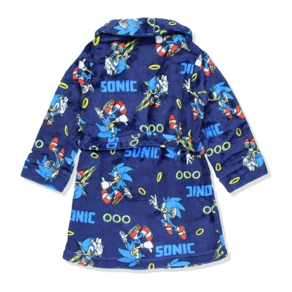 *Final price* Sonic the Hedgehog Character and Rings Fleece Kids Robe-Size 8 - Picture 2 of 6
